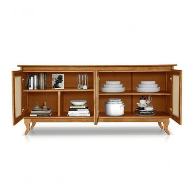 Buffet Aparador Tela 4p Madeira Deltan Imbuia - Atraente