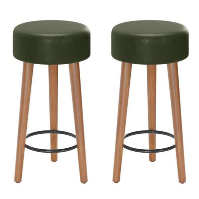 Kit 02 Banquetas Baixa Cozinha Paris D-33 Verde
