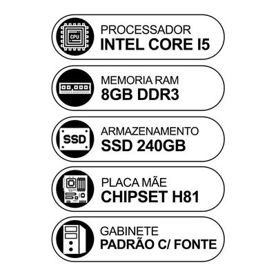 Computador Desktop Intel Core I5 4º Geração 8Gb Ram Ssd 240G