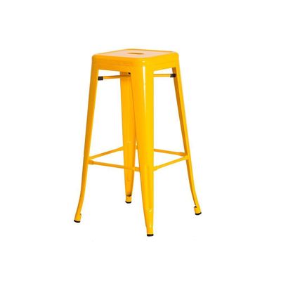 3 Banquetas Tolix Iron Design Industrial Amarela 76 Cm Aço