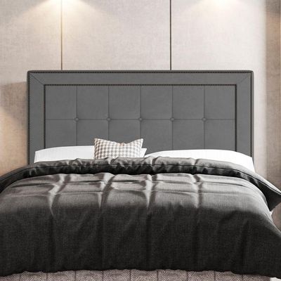 Cabeceira Box Queen Size 160cm Com Tachas E Frame Cinza