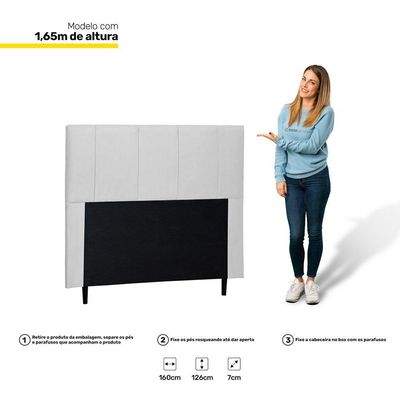 Cabeceira Cama Box Casal Queen Donna 160cm Corano Branco
