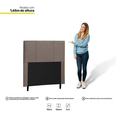 Cabeceira Cama Box Solteiro Donna 90cm Suede Marrom