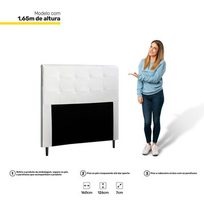 Cabeceira Cama Box Casal Queen Luna 160cm Corano Branco
