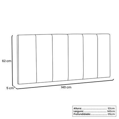 Cabeceira Painel Estofada Box Casal Ravenna 140cm Cinza