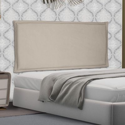 Cabeceira Painel Estofada Box Casal Veneza 140cm Suede Bege