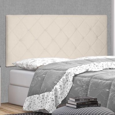 Cabeceira Painel Estofada Box Casal Queen Tânia 160cm Bege