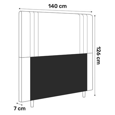 Cabeceira Cama Box Casal Ferrara 140cm Suede Preto