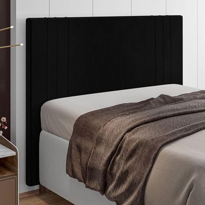 Cabeceira Cama Box Casal Ferrara 140cm Suede Preto