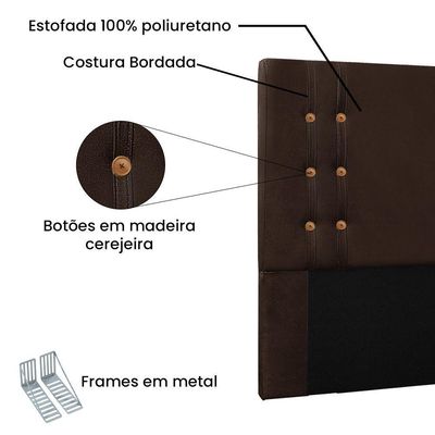 Cabeceira Estofada Box Casal Queen Size Monreale 160cm Café