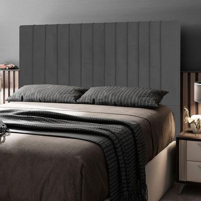 Cabeceira Cama Box Casal Queen Size Nala 160cm Veludo Cinza