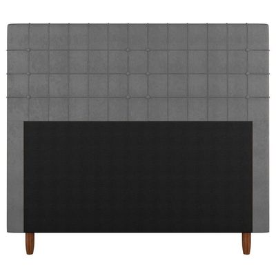 Cabeceira Cama Box Casal King Size 195Cm Veludo Cinza