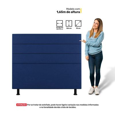 Cabeceira Solteiro Malik 90cm Suede Azul