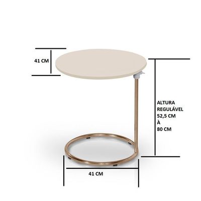 Mesa De Apoio Regulável Base Aço Cobre Estilo Industrial