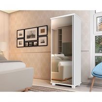 Armário Multiuso Com Espelho Quarto Casal Cor Branco Luxo