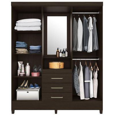 Guarda Roupa Casal 4 Portas Com Pés E Espelho Capelinha