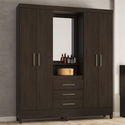 Guarda Roupa Casal 4 Portas Com Pés E Espelho Capelinha