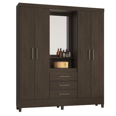 Guarda Roupa Casal 4 Portas Com Pés E Espelho Capelinha