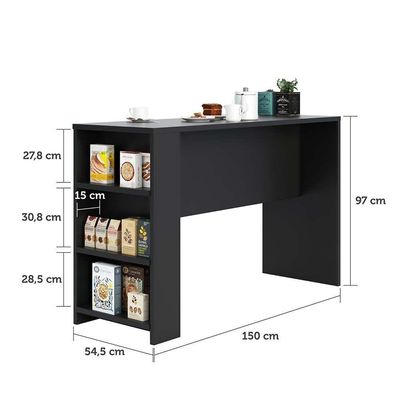 Bancada Mesa Gourmet Para Cozinha 150cm X 97cm Preto
