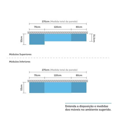 Armário De Cozinha 5 Peças Sem Tampo De 120 Com