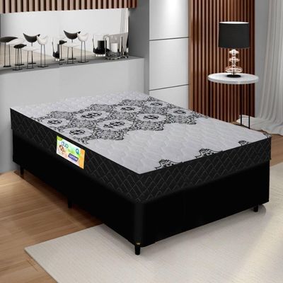 Colchão De Firme Casal 1,38M 22Cm Duo Com Box Preto