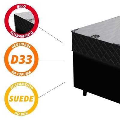 Colchão De Firme Casal 1,38M 22Cm Duo Com Box Preto