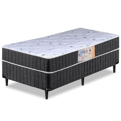 Cama Box Solteiro Conjugado Preto / Branco Floral