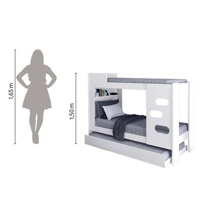 Beliche Floripa Com Cama Auxiliar Para Colchão 0,88M Branco