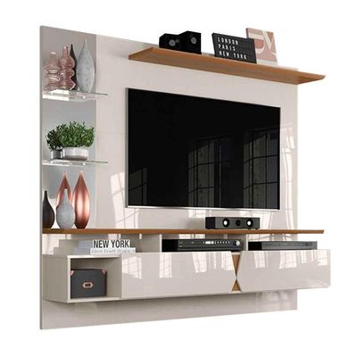 Painel Para Tv Até 55" Intense Off White/Damasco