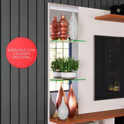 Painel Para Tv Intense Lukaliam Off White / Damasco