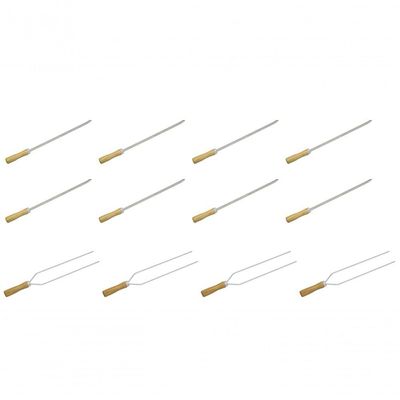 8 Mini Espeto Simples 4 Duplo Churrasco 39 Cm Churrasquinho