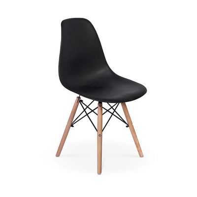 Conjunto Mesa Eames Imbuia 120cm + 4 Cadeiras Preta
