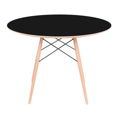Conjunto Mesa Redonda Preta 120cm + 4 Cadeiras Branca