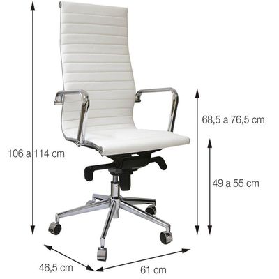 Cadeira De Escritorio Eames Esteirinha Alta - Pu Cinza