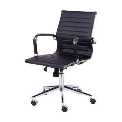 Cadeira De Escritorio Eames Esteirinha Baixa - Pu Preta