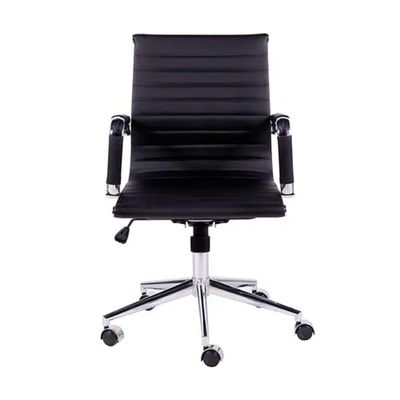Cadeira De Escritorio Eames Esteirinha Baixa - Pu Preta