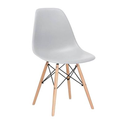 Conjunto Mesa Eames Branca 90cm + 4 Cadeiras Cinza
