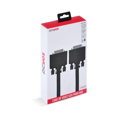 Cabo de Vídeo VGA 15 Pinos Macho para VGA 15 Pinos Macho 28AWG Puro Cobre 3 Metros - PVM15-3