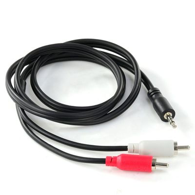 Cabo de áudio 2 RCA Macho para P2 3.5MM Macho 28AWG Puro Cobre 1 Metro - P2R35-1