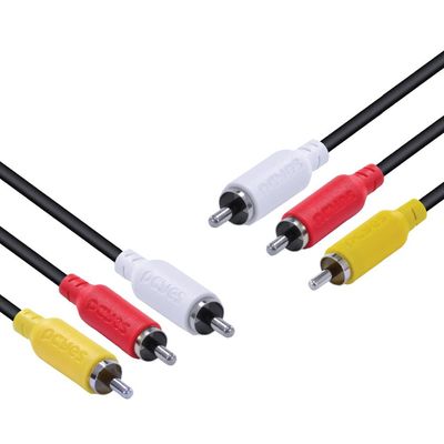 Cabo de Vídeo Composto 3 RCA Macho para 3 RCA Macho 28AWG Puro Cobre 2 Metros - P3R-2