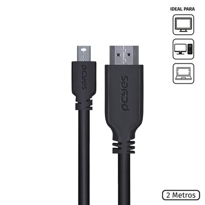 Cabo Mini Displayport Macho para HDMI 2.0 Macho 2 Metros - PMDPH-2