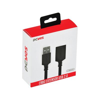 Cabo Extensor USB a 2.0 Macho para USB a 2.0 Femea 28AWG Puro Cobre 2 Metros - PUAMF2-2