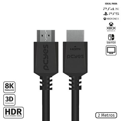 Cabo HDMI ULTRA 2.1 28AWG Puro Cobre 8K 60HZ 2 Metros - PHM8K-2