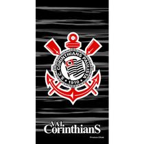Toalha Praia Buettner Veludo Brasão Corinthians 70cm x 140m Preto