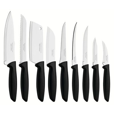 Jogo De Facas Inox 9 Peças Plenus Preto Tramontina