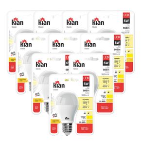 Kit-10-Lampadas-Led-6W-Kian-Classic-Amarela-Bivolt