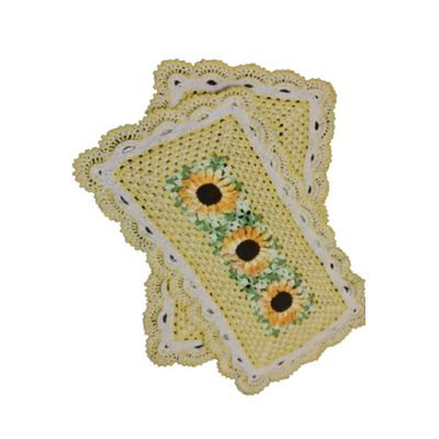 Tapete de crochê Girassol Artesanal Amarelo