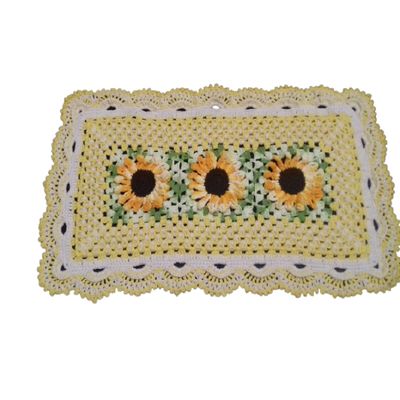 Tapete de crochê Girassol Artesanal Amarelo