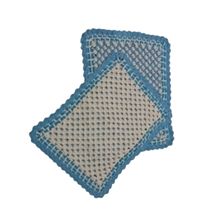 Tapete Azul de crochê dupla face Artesanal