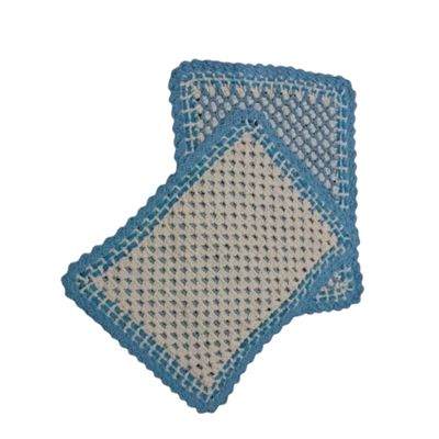 Tapete Azul de crochê dupla face Artesanal